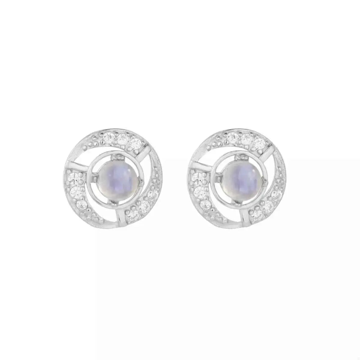 925 Sterling Silver Moonstone Stud Earrings