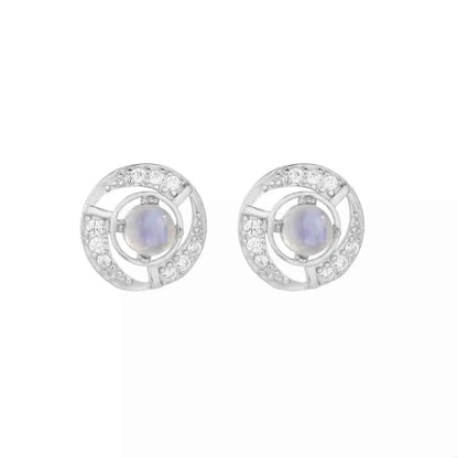 925 Sterling Silver Moonstone Stud Earrings