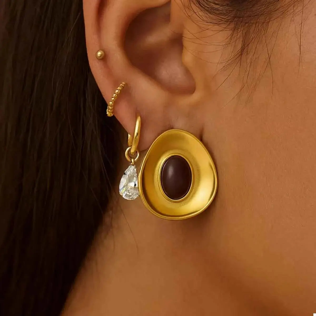 18K Gold-Plated Resin Stud Earrings