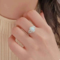 Moonstone 925 Sterling Silver Zircon Round Ring