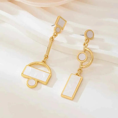 Geometric Gold Chain Drop Earrings
