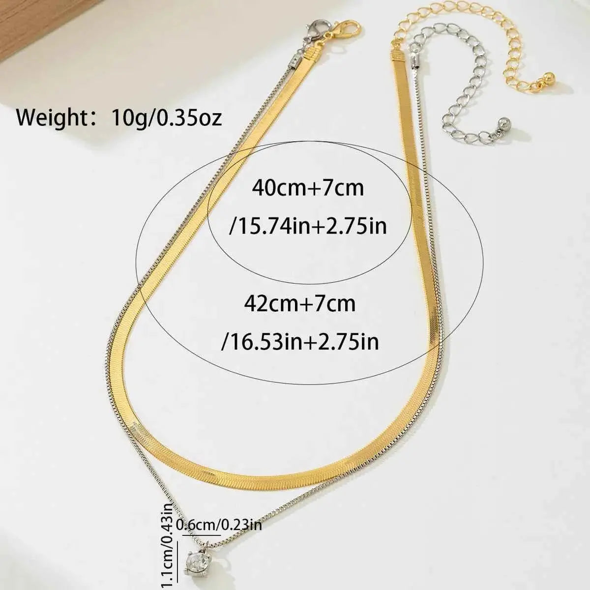 2 Piece Minimalist Design Chain Pendant Necklace