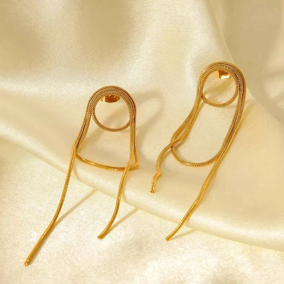 18K Gold-Plated Hoop Chain Earrings