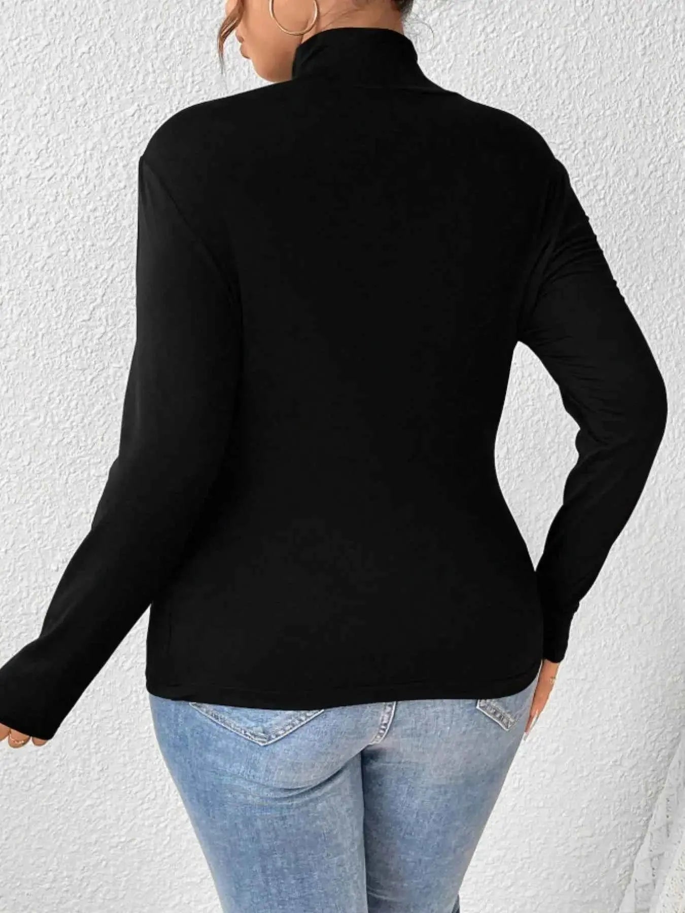 Plus Size Long Sleeve Fitted Turtleneck T-Shirt