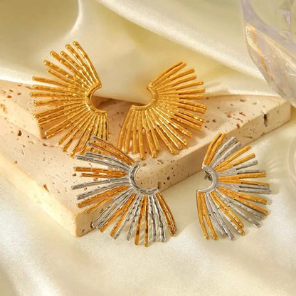Stainless Steel Fan-Shaped Earrings